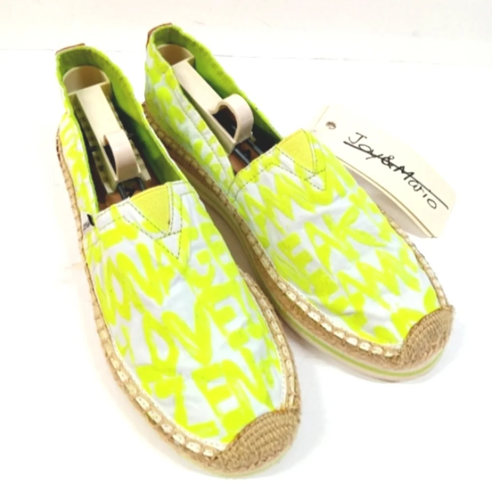 NEW Joy & Mario Love Flocked Print Letters Neon Yellow/Green Size 7